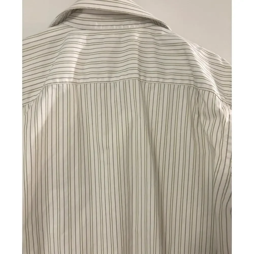 Banana Republic Men’s Button Up Shirt Medium Beige Stripe Long Sleeve Casual